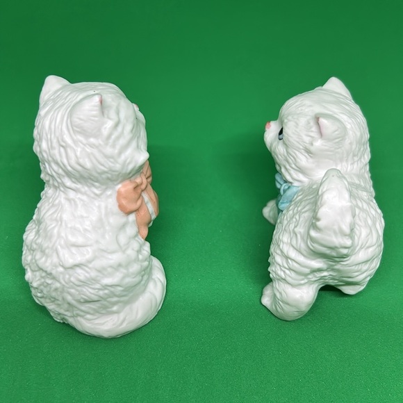 Home Interiors Kitten Cat With Bows Pair Figurines White HOMCO 1428 Vintage - Picture 3 of 7